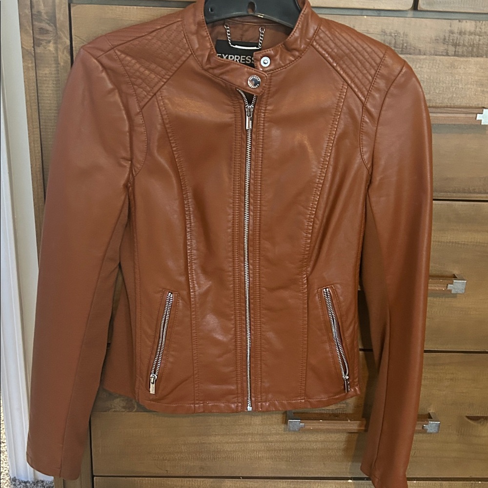 Express Tan Faux Leather Jacket